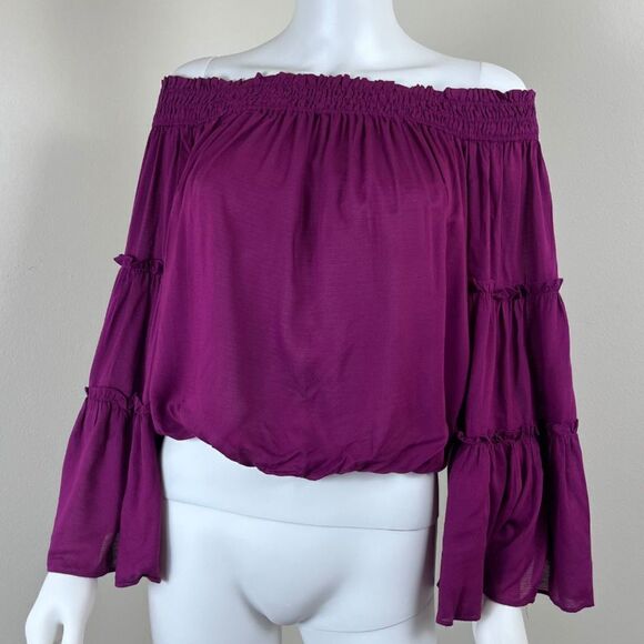 Free People Free Spirit Women Size S Off The Shoulder Wide Sleeve Cropped Top - Picture 5 of 13